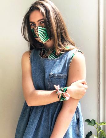 Mini Me Green Oasis Vlisco Mondkapjes set van 2