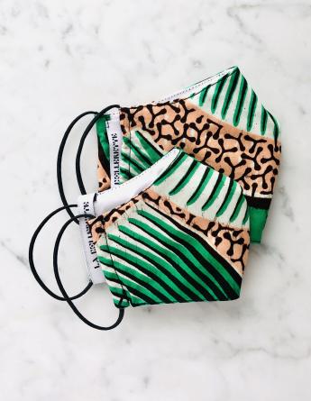 Mini Me Green Oasis Vlisco Mondkapjes set van 2